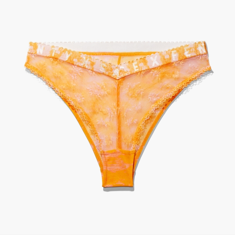 Savage x Fenty Tie Dye Lace Brazilian Panties- Orange Marble Print- 3X